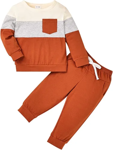 Ropa de otoño e invierno para bebé, trajes de niño pequeño, sudadera de manga larga, sudadera de retazos y pantalones, 2 piezas, 12 meses a 5 años