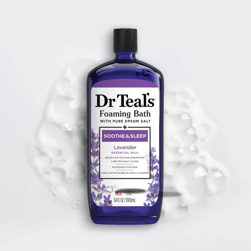 Miniatura 8 de Dr Teal's Baño espumoso con sal pura de Epsom, calma y duerme con lavanda, 34 onzas líquidas (paquete de 2)