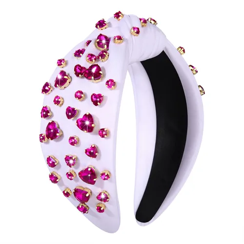 Miniatura 16 de Diademas de corazón para el día de San Valentín para mujer, accesorios para el día de San Valentín, diadema anudada con corazones con cuentas
