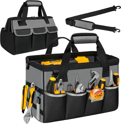 Miniatura 8 de NECKORY Bolsa de herramientas, organizador de caja de herramientas portátil con correa de hombro ajustable, bolsa de transporte de herramientas