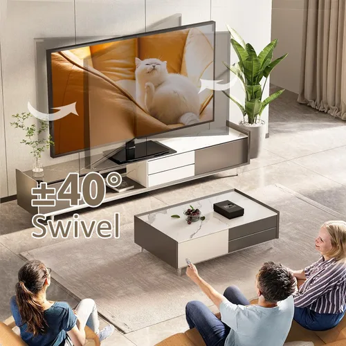 Miniatura 2 de Soporte universal giratorio para TV con base de mesa para televisores de 32 a 65 pulgadas con giro de 80 grados, base de 4 niveles de altura