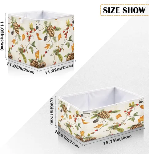 Miniatura 3 de Bolaz Organizadores de armario con hojas de otoño, conos de pino, cubos de almacenamiento, cestas para estantes para el hogar, habitación, oficina
