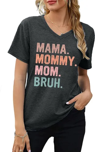 Miniatura 3 de Camiseta de manga corta con cuello en V para mujer, camiseta divertida para mamá