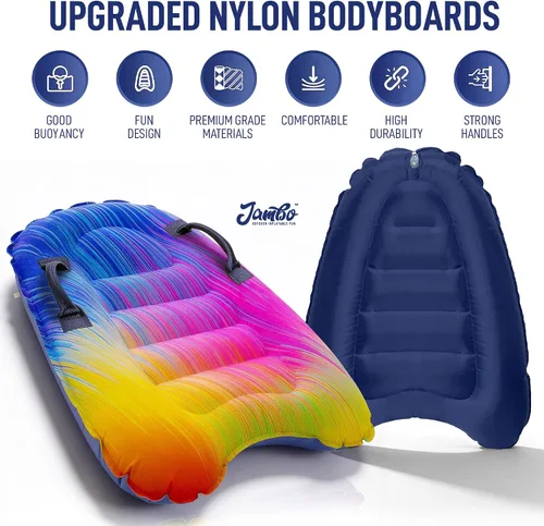 Miniatura 6 de JAMBO Tabla de surf inflable con asas, tabla de boogie para playa, tabla de surf flotante, flotadores de piscina, juguete de playa para niños