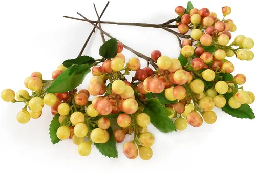 Miniatura 9 de Bayas artificiales, 4 piezas de arándanos artificiales con tallos de Navidad, frutas realistas, arándanos falsos, flores de simulación para el día