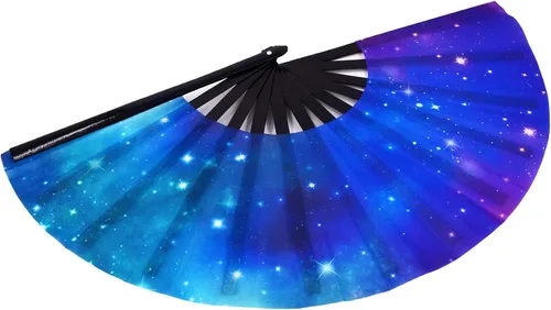 Miniatura 6 de Abanicos grandes para rave, ventilador plegable de mano para bailar en línea, abanicos para botas en el suelo, baile para refrescar, fiesta, baile