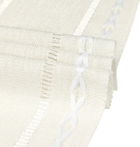 Miniatura 2 de uxcell Paquete de 1 camino de mesa rústico, caminos de mesa de granja con borlas, camino de mesa rústico para comedor, fiesta, boda, 13 x 63 Beige