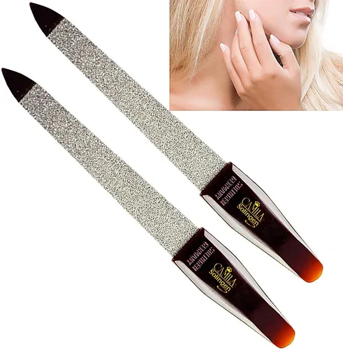 CS16 Lima de uñas de metal zafiro para uñas naturales de uñas y pies, 3.5 pulgadas, doble cara gruesa y fina para manicura y pedicura