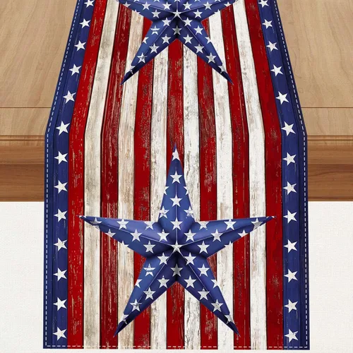 Miniatura 6 de Juego de 4 manteles individuales patrióticos con diseño de acuarela de bandera americana, color rojo, blanco y azul, 4 de julio, Día