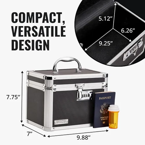 Miniatura 6 de Vaultz Cajas de seguridad seguras – Caja de seguridad segura con combinación, almacenamiento para documentos, objetos de valor, medicamentos