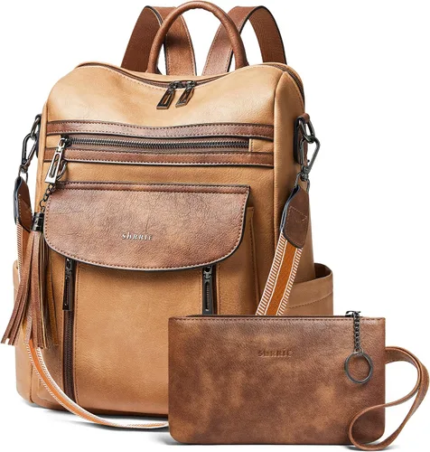 Miniatura 18 de Shrrie - Mochila de cuero para mujer, bolso de moda, mochila de cuero para mujer, mochila de viaje de diseñador, bolso de hombro convertible
