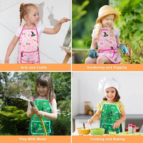 Miniatura 7 de Delantales para niños para cocinar delantal de Navidad lindo delantal rojo para cocina, cocina, hornear, barbacoa, pintura, manualidades