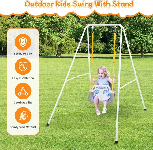 Miniatura 6 de Columpio 3 en 1 para bebé, plegable para interiores y exteriores, columpios multifuncionales para niños de 6 meses en adelante, fácil de montar