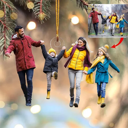 Miniatura 10 de Adorno de Árbol de Navidad Personalizado, Adorno de Forma Plana con Foto Personalizada, Adornos Acrílicos Planos 2D, Adornos Acrílicos con Foto