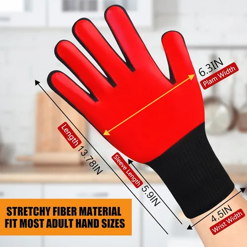 Miniatura 2 de Guantes para barbacoa, guantes para horno, 1472°F resistentes al calor, guantes de silicona antideslizantes para horno, cocina para cocinar, asar a