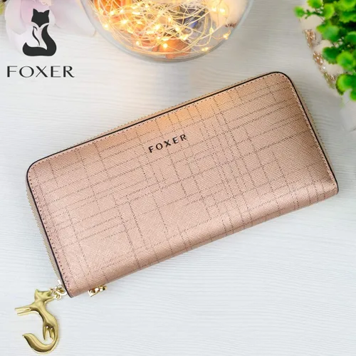 Miniatura 6 de FOXER - Billetera de piel para mujer con dos divisiones tarjetero y correa para la muñeca