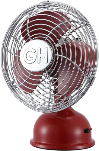 Miniatura 4 de Good Housekeeping 92521 Ventilador personal retro de 5" de metal completo con oscilación alimentado por USB, color rojo carmesí
