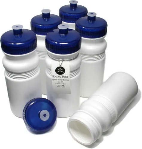 Miniatura 23 de Rolling Sands Botellas de Agua Deportivas de 20 Onzas Fabricadas en Estados Unidos - Paquete de 6 Botellas Deportivas en Blanco sin BPA para Equipos