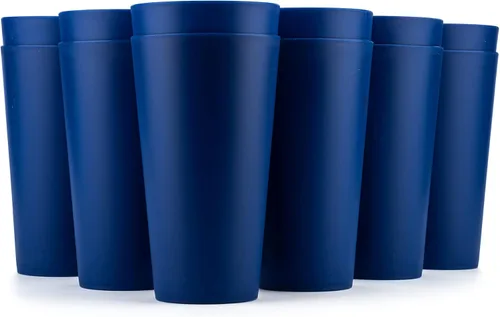 KX-WARE Vasos de plástico de 32 onzas grandes para beber, juego de 12 unidades, color azul marino
