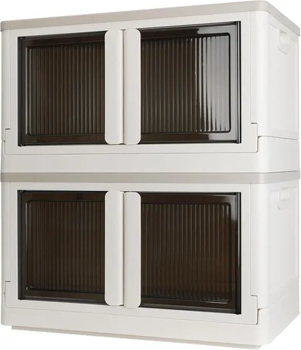 Miniatura 17 de Caja de almacenamiento, gabinete de plástico, capacidad de 8.4 galones (32L por una), 2 unidades, caja plegable con tapas, cajón plegable