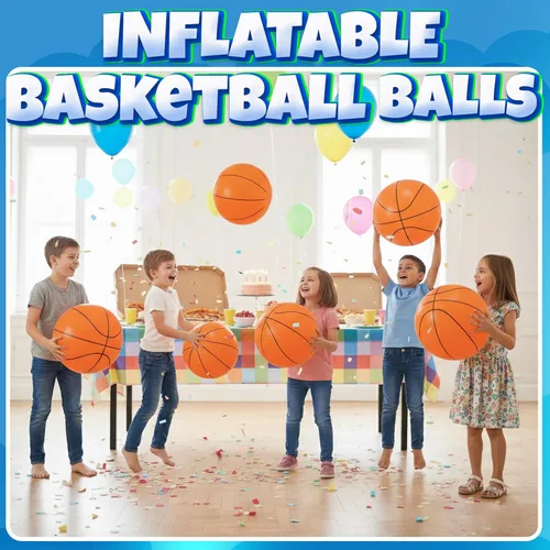 Miniatura 5 de Pelotas inflables de playa de baloncesto (paquete de 6) – Pelotas de playa duraderas de 16 pulgadas para niños, juguetes de piscina de verano