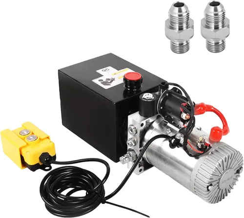 Miniatura 10 de Unidad de potencia hidráulica de 15 cuartos de galón, bomba de remolque de depósito de metal de efecto único de 12 V con control remoto