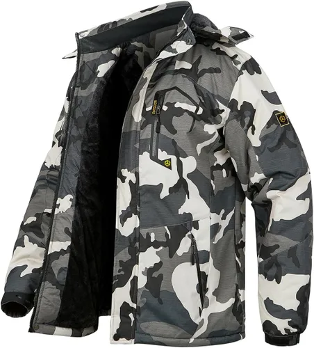 Miniatura 8 de Chaqueta de esquí para hombre, de invierno, con forro polar cálido, impermeable, cortavientos, con capucha, para montaña, senderismo, nieve y lluvia