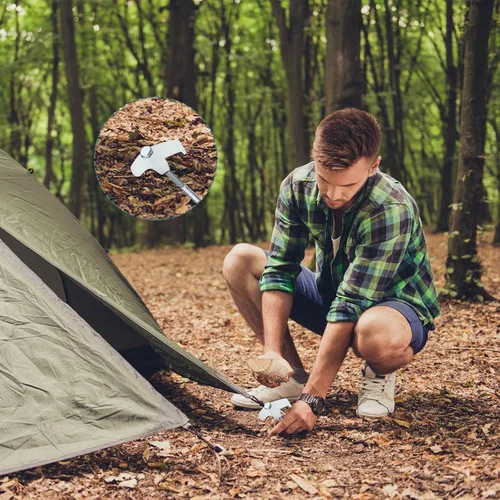 Miniatura 6 de Hicarer 20 piezas 30 cm Estacas de tienda de enroscar para acampar, estacas de metal resistentes con punta roscada y cabeza hexagonal para acampar