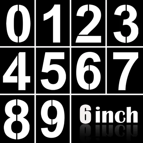 Miniatura 10 de Juego de plantillas de números grandes de 8 pulgadas, juego de plantillas de números de dirección de 0 a 9, plantillas de pintura de números de 7.9
