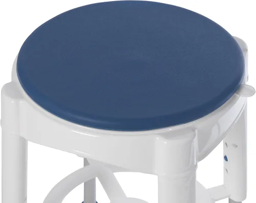 Miniatura 2 de Drive Medical Taburete de baño con asiento giratorio acolchado, blanco con asiento azul