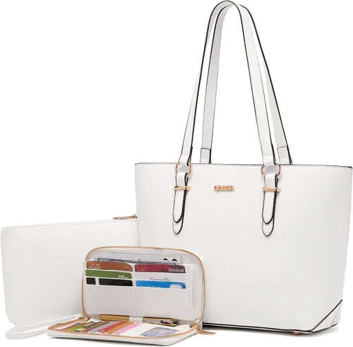 Miniatura 8 de Juego de bolsos y carteras para mujer, bolso de mano para el trabajo, bolso de hombro con asa superior y cartera a juego