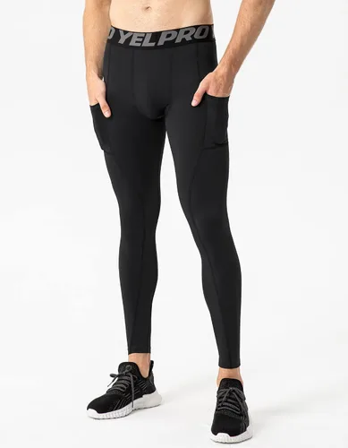 Miniatura 7 de Queerier 3 Pack Men's Compression Pants Athletic Leggings with Pockets Running Baselayer Tights Cycling Workout Pants