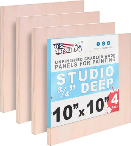 Miniatura 18 de U.S. Art Supply Paneles de madera acunados sin terminar para pintar, paquete de 5 tableros de lona de madera de abedul de estudio de 3/4 pulgadas