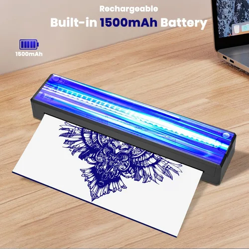 Miniatura 3 de Impresora de Plantilla de Tatuaje, Impresora Portátil, Máquina de Transferencia de Tatuaje Térmica Inalámbrica-Bluetooth con 10 Piezas de Papeles