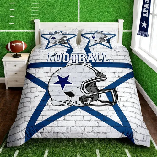 Miniatura 11 de Juego de funda de edredón para niños de fútbol americano, tamaño individual, juego de ropa de cama de fútbol de rugby de llama, decoración