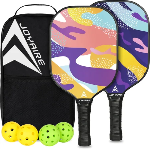 USAPA - Juego de 2 palas de pickleball estándar, multicapa, superficie de fibra de carbono, alto control y giro, raquetas de pickleball, núcleo de