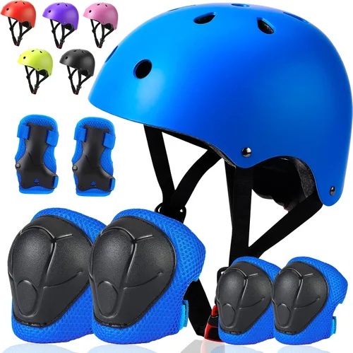 Miniatura 11 de Conjunto de casco de bicicleta para niños pequeños con rodilleras, casco de ciclismo ajustable para niño y niña, equipo de protección