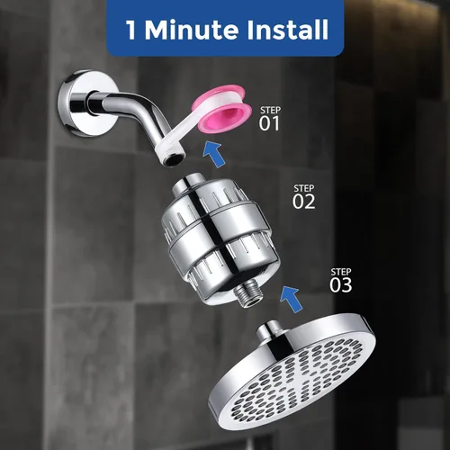 Miniatura 7 de Iopsk Cabezal de ducha filtrado con suavizador de agua de 23 etapas, cabezal de filtro de ducha de alta presión para agua dura, potente cabezal