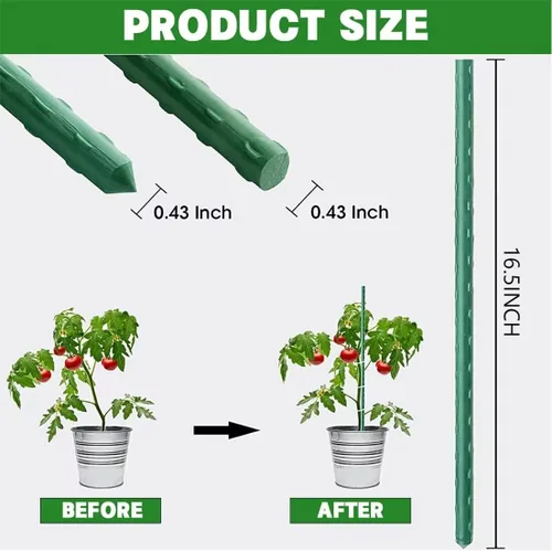 Miniatura 3 de Estacas de jardín, varillas resistentes de soporte para plantas, 20 estacas de núcleo de acero recubierto de plástico con 5 conectores para plantas