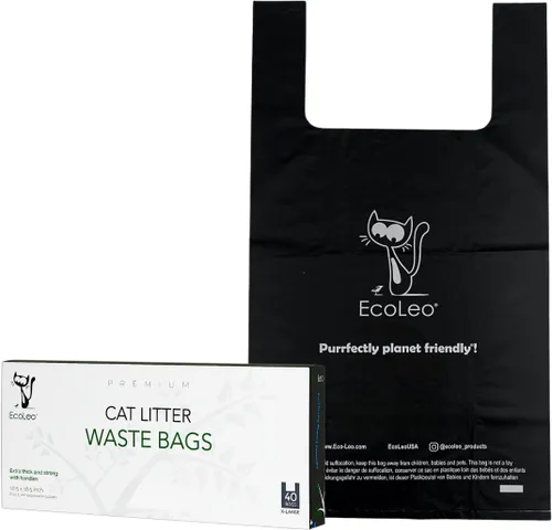 Bolsas de basura para excrementos de arena para gatos, extra grandes, gruesas, bolsas para mascotas y perros con asas fáciles de atar, 10.5 x 18.5