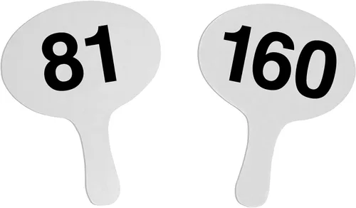 Miniatura 4 de 201-300, Cartonplast de 0.079 in, juego de paletas de subasta Better Bidders de forma ovalada, ventiladores de plástico blanco de 1 pieza (201-300)