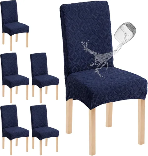 Miniatura 36 de Genina Juego de 4 fundas impermeables para sillas de comedor, extraíbles y lavables, color beige grande