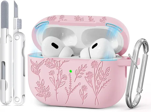 Miniatura 27 de Funda para Airpods Pro 3 con tapa magnética, fundas grabadas con flores para Apple AirPods Pro de 3ª generación 2025, funda de silicona suave