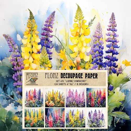 Miniatura 13 de Paquete de papel Decoupage (24 hojas de 6 x 6 pulgadas), flores índigo: delicados grabados florales azules y blancos inspirados en porcelana clásica