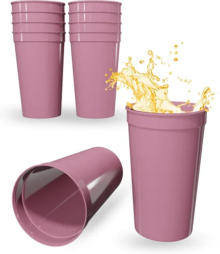 Miniatura 49 de PartyPrints Paquete de 100 vasos de plástico en blanco reutilizables de 10 a 12 onzas, vasos de estadio a granel, sin BPA, aptos para lavavajillas