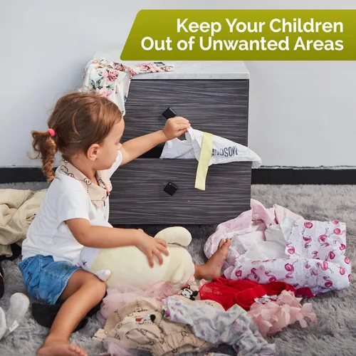 Miniatura 7 de Cerraduras de correa de seguridad para niños (paquete de 4) cerraduras para bebés para armarios y cajones, inodoro, refrigerador y más. Almohadillas