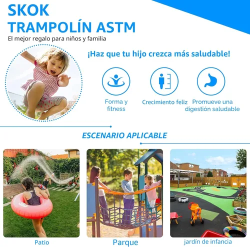 Miniatura 6 de SKOK Trampoline for Kids,400LBS Outdoor Trampoline with Net-ASTM Approved Trampoline for Children and Adults Negro