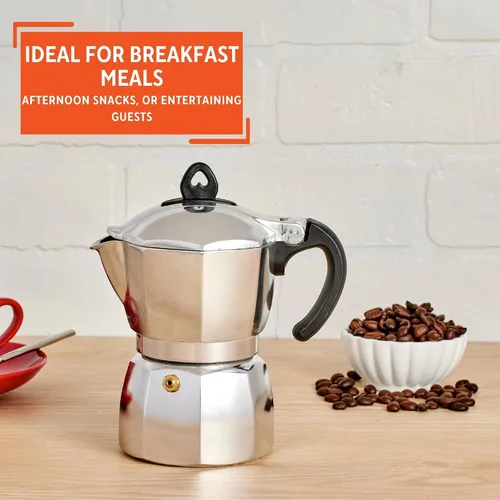 Miniatura 7 de IMUSA USA B120-43V, Cafetera de expreso de aluminio para estufa de 6 tazas, plateada