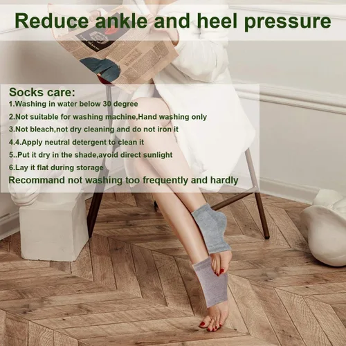 Miniatura 7 de Calcetines de talón de gel hidratante ventilados, 3 pares de calcetines de spa sin dedos para tratamiento de cuidado de pies, talones agrietados