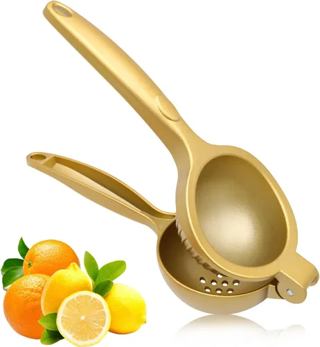 Miniatura 9 de Exprimidor de limón de acero inoxidable, asas de silicona, exprimidor de mano para limones, limas y naranjas, diseño ergonómico antideslizante, Negro